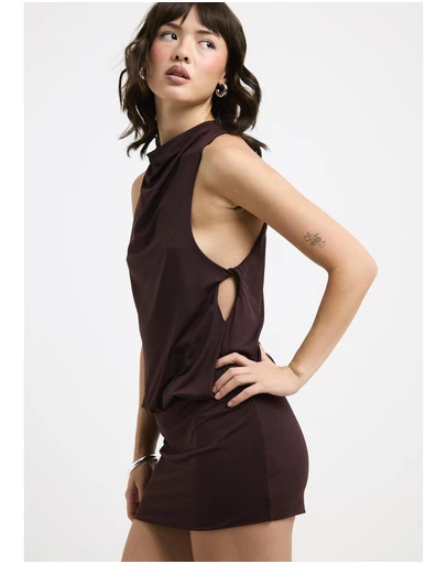 Alice In The Eve - Louise High Neck Draped Mini Dress