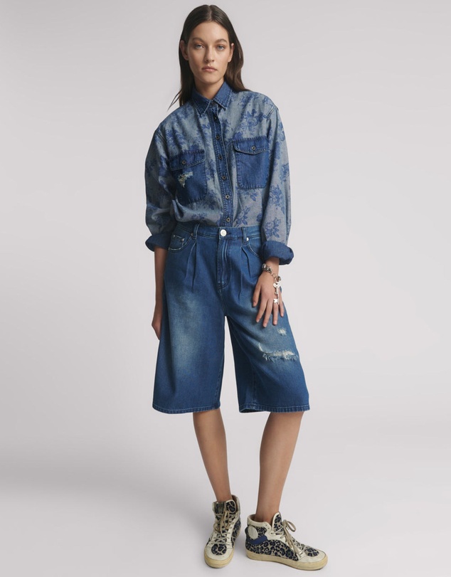ONE TEASPOON - Beastie Low Waist Wide Leg Denim Jorts - Rosewood