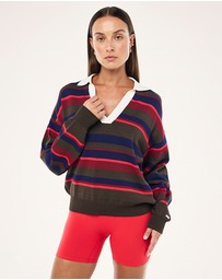 P.E Nation - Retreat Stripe Collar Knit Top