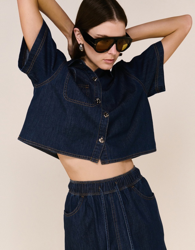 Staple the Label - Lea Crop Denim Shirt