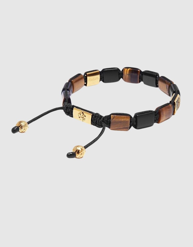 Nialaya Jewellery - The CZ Flatbead Collection Brown Tiger Eye and Matte Onyx