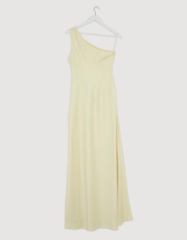 Revibe - Repaired CHANCERY Hallie Satin One Shoulder Drape Maxi Dress - AU 10