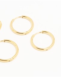Lovisa - Waterproof Gold Plated Stainless Steel Thin Hoop Earrings 3-Pack