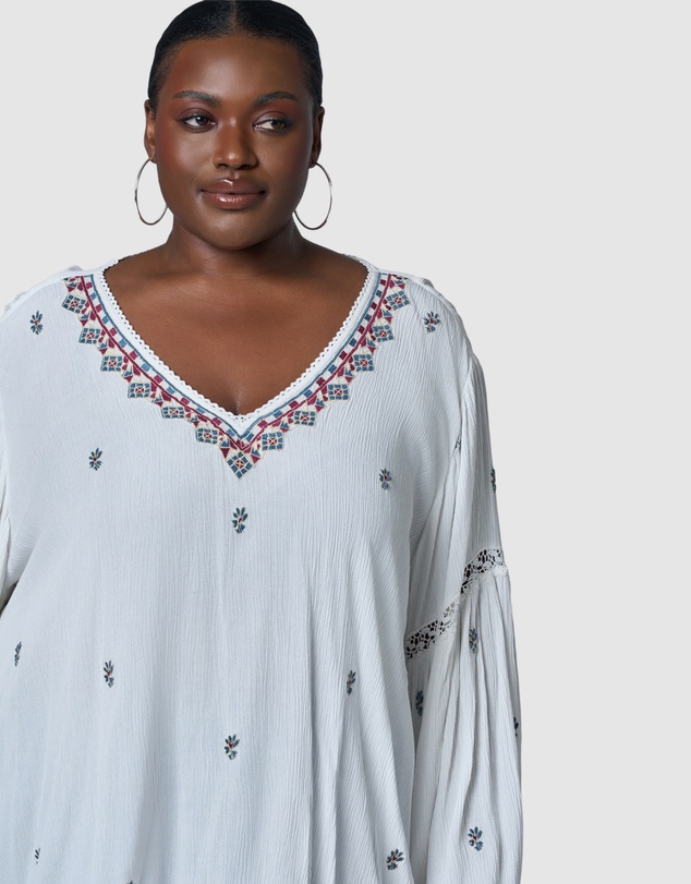 The Poetic Gypsy - Sandstone Embroidered Blouse