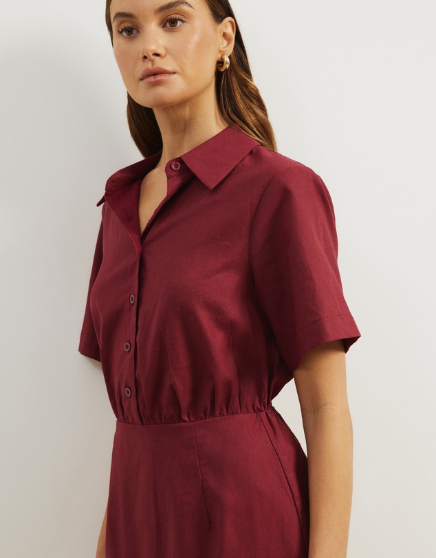 Atmos&Here - Remi Linen Blend Mini Shirt Dress