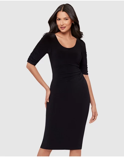 Miraclesuit Shapewear - Lumi Ruched Elbow Sleeve Bodycon Shaping Dress