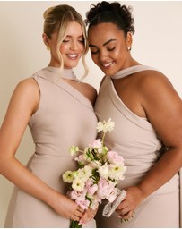 Six Stories - One Shoulder Neck Tie Chiffon Bridesmaid Dress
