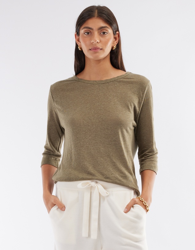 Amelius - Bronte Linen Three Quarter Jersey Top