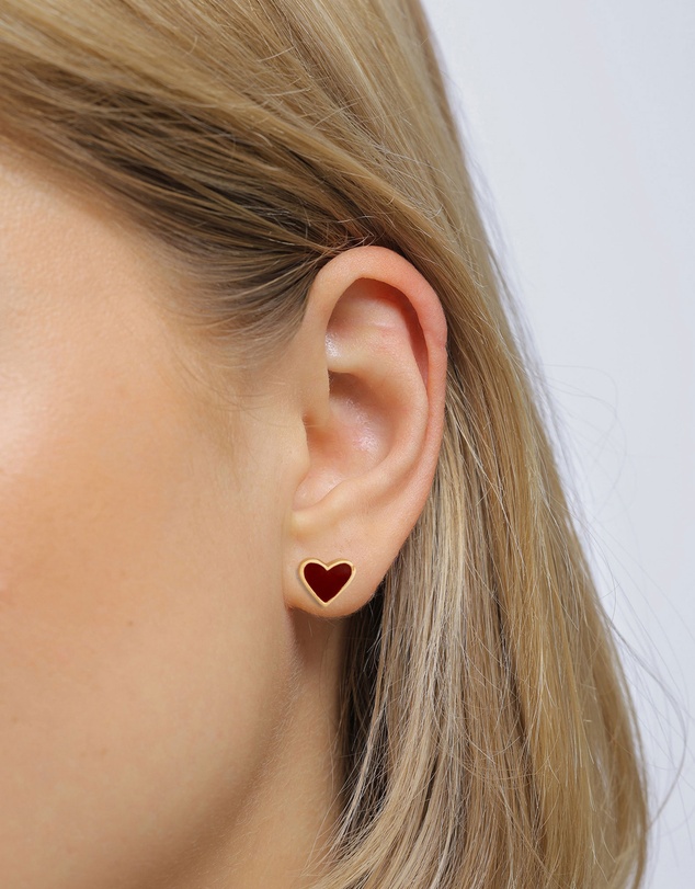 Elli Jewelry - Heart Stud Earrings in Gold-Plated 925 Silver