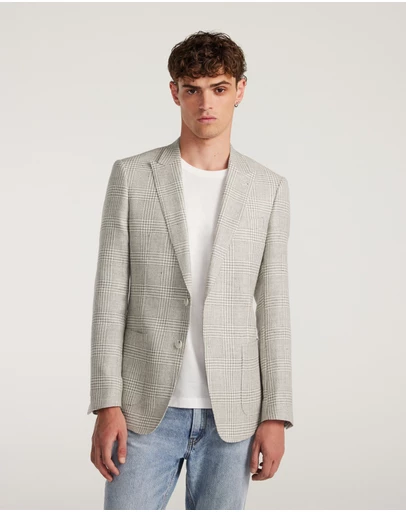 Calibre - Wool Linen Check Blazer