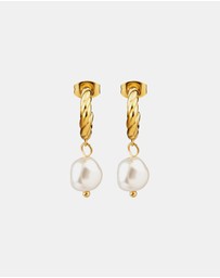 Zoe Olivia - Waterproof Twist Pearl Drop Stud Hoops