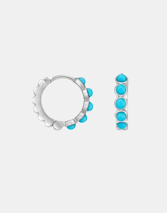 Dower & Hall - Women's Medium Azure Turquoise Huggie Hoops in Sterling Silver
