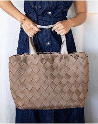 Chuchka - Woven Neoprene Large Tote - Large Weave Nude