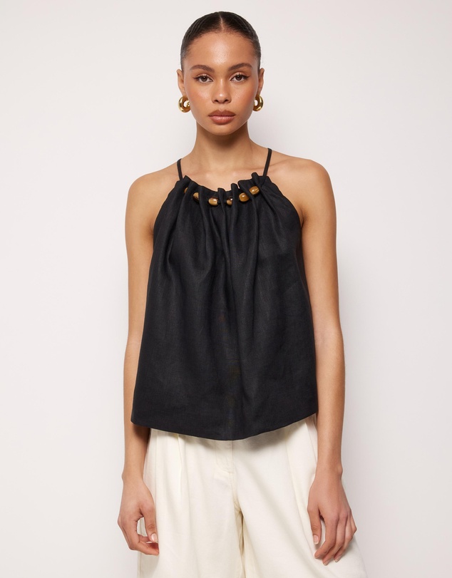 AERE - Nora Beaded Linen Top