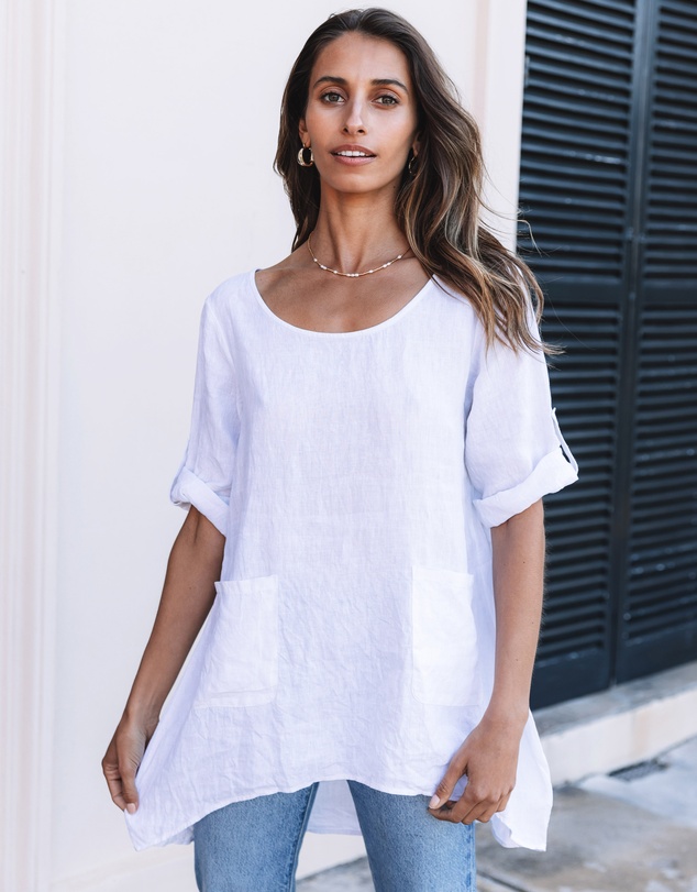 CAMIXA - Federica Linen Tunic Top