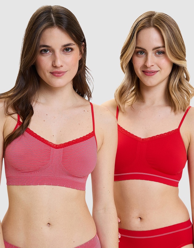 Billet Doux - Zen Attitude Crop Top Style Wirefree Bralette - 2 Pack