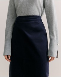 Trenery - Velvet A-line Skirt in Navy