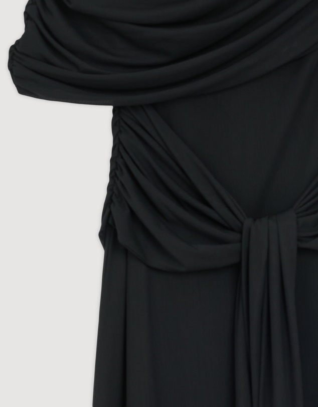 Revibe - Repaired CHANCERY Margot One Shoulder Drape Mesh Maxi Dress - AU 12