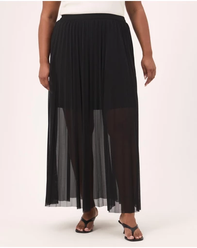 Atmos&Here Curvy - Bella Pleated Mesh Maxi Skirt