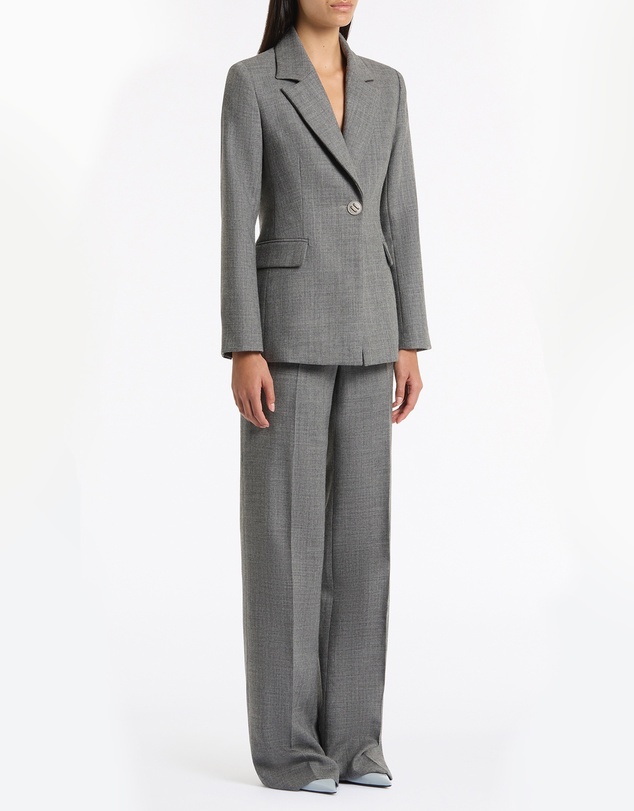 Carla Zampatti - Grey Melange Wool Suiting Scarf Jacket