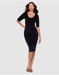 Miraclesuit Shapewear - Lumi Ruched Elbow Sleeve Bodycon Shaping Dress