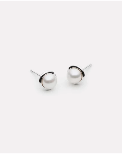 Najo - Moonbeam Silver & Pearl Stud Earring