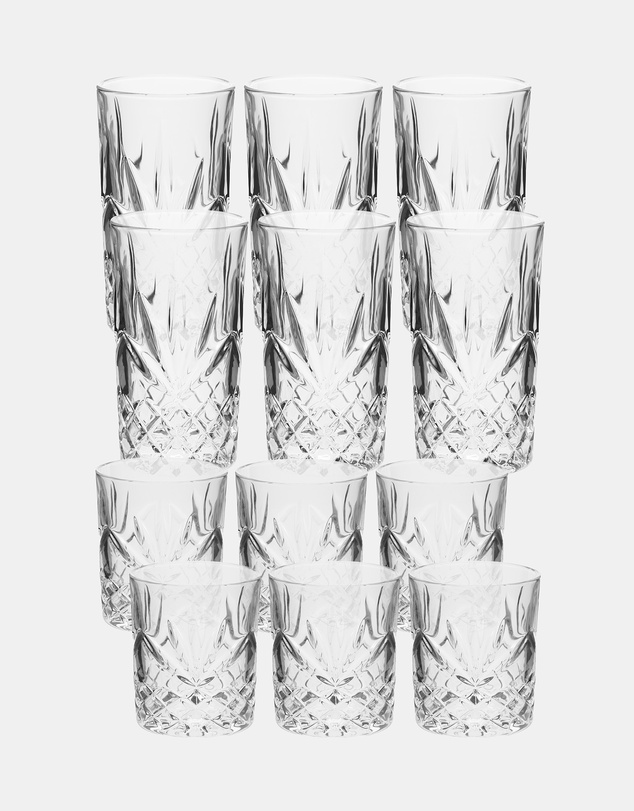 HOTTIE - Jonnie Traditional 12-Piece Glass Set