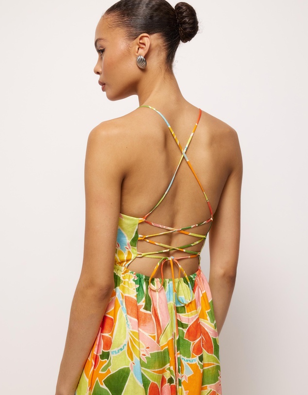 AERE - Emina Linen Tie Back Midi Dress