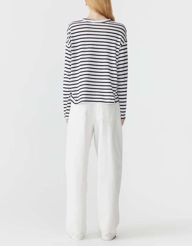 Bassike - Stripe Slouch Long Sleeve T-Shirt