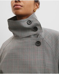 Country Road - Wool Blend Funnel Check Jacket