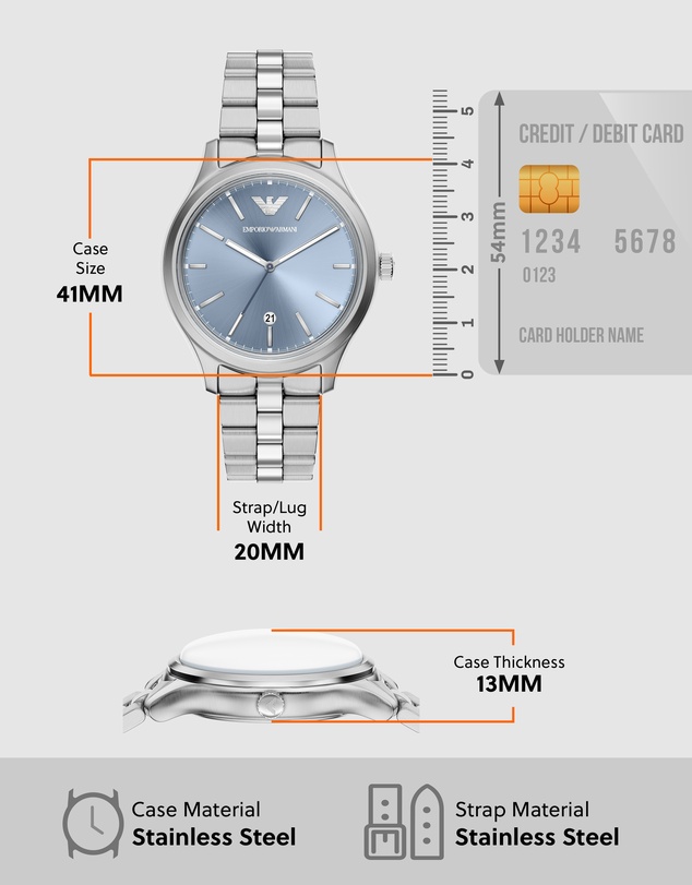 Emporio Armani - Silver Tone Analogue Watch