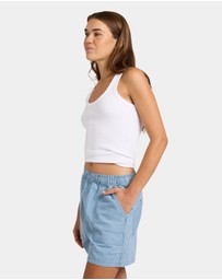 Roxy - Womens Stay Wavy Mid Denim Shorts