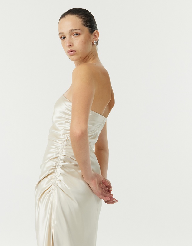 Third Form - Satin Gather One Shoulder Dress