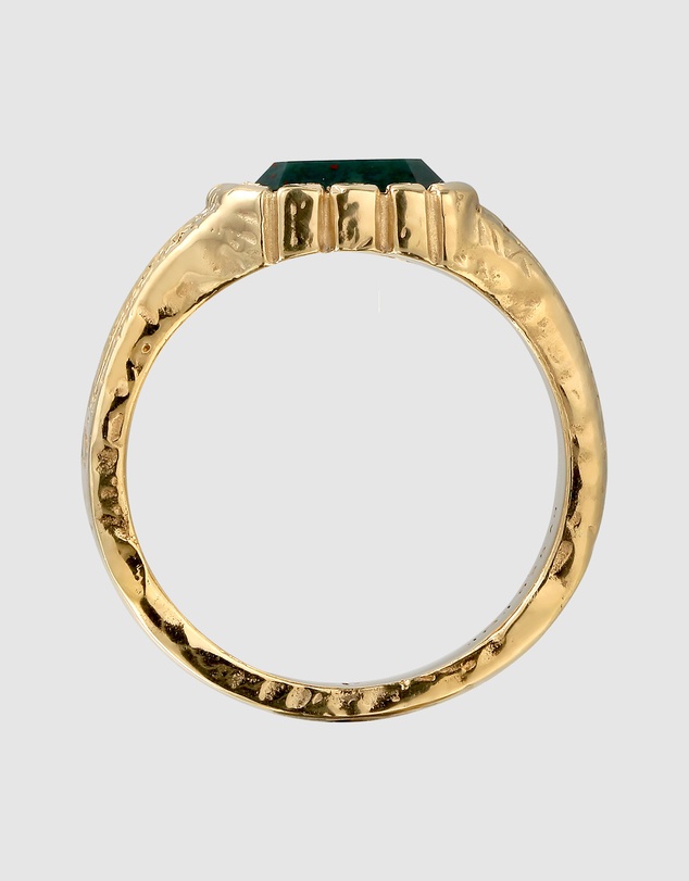 Kuzzoi - ICONIC EXCLUSIVE - Green Quartz Signet Ring in Gold-Plated 925 Silver