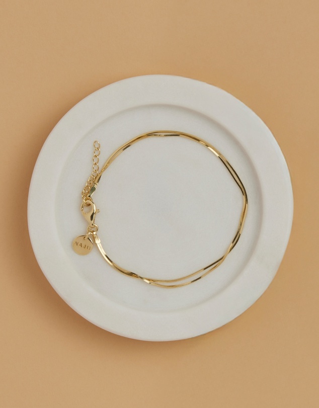 Najo - Mirage Yellow Gold Double Chain Bracelet (18.5cm+ext)