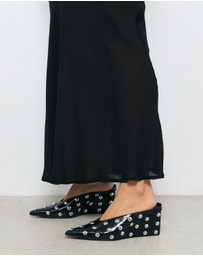 AERE - Studded Leather Wedge Pumps