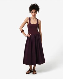 Forcast - Soho Knit & Poplin Midi Dress