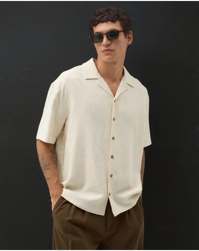 AERE - Textured Camp Collar Shirt