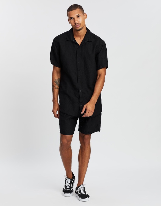 Surrounded By Ghosts - The Obsidian Linen Drawstring Shorts