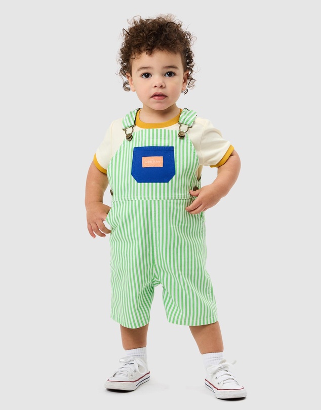 Goldie + Ace - Lightweight Cotton Twill Stripe Burton Shortalls - ICONIC EXCLUSIVE - Babies-Kids