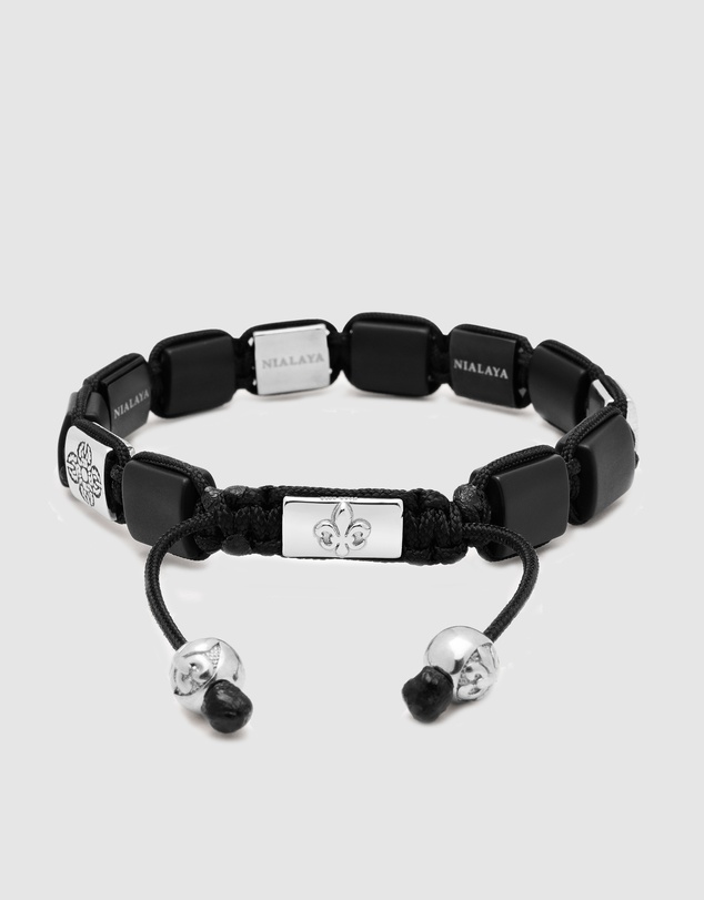 Nialaya Jewellery - The CZ Flatbead Collection - Black Onyx and Silver