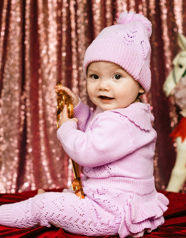 Fleur Harris - 'Days of Enchantment' Heart Beanie in Lilac