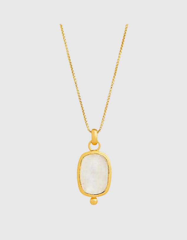 Najo - Fleur Yellow Gold Rainbow Moonstone Necklace (45cm+ext)