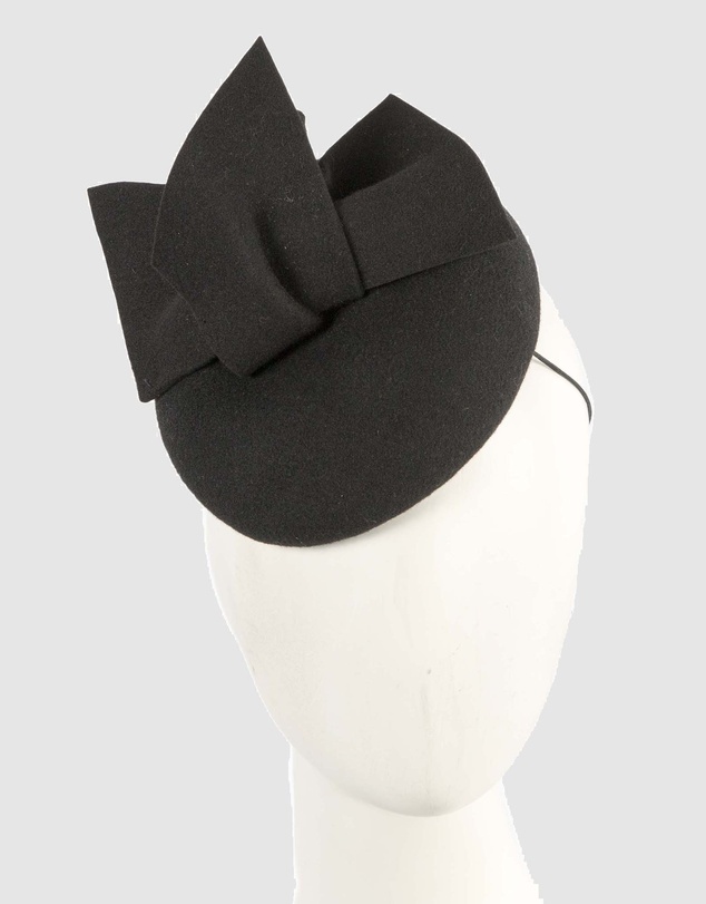 Max Alexander - Winter Black Felt Pillbox with Bow