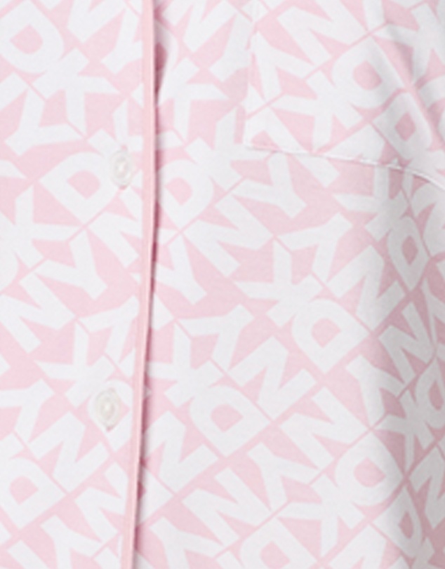 DKNY - Logo Print Viscose Jersey Short Sleeve Button Up Short Pyjama Set