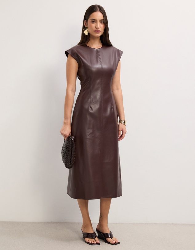The Fated - Cam Faux Leather Midi Dress