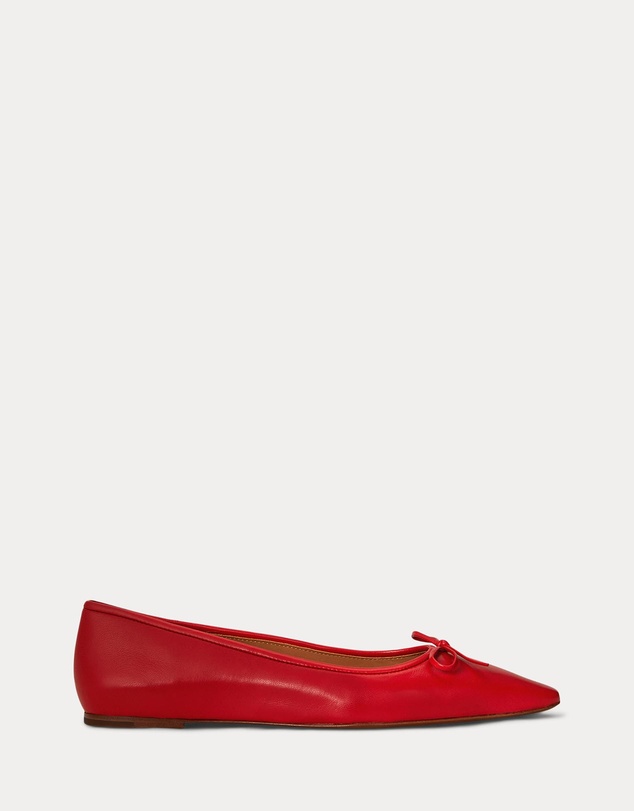 Polo Ralph Lauren - Pointed Leather Ballet Flats - Women's