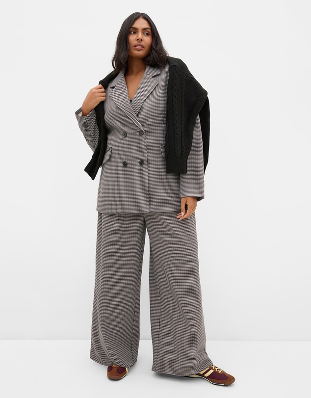 City Chic - Plus size Tiana Plaid Pant - ecru