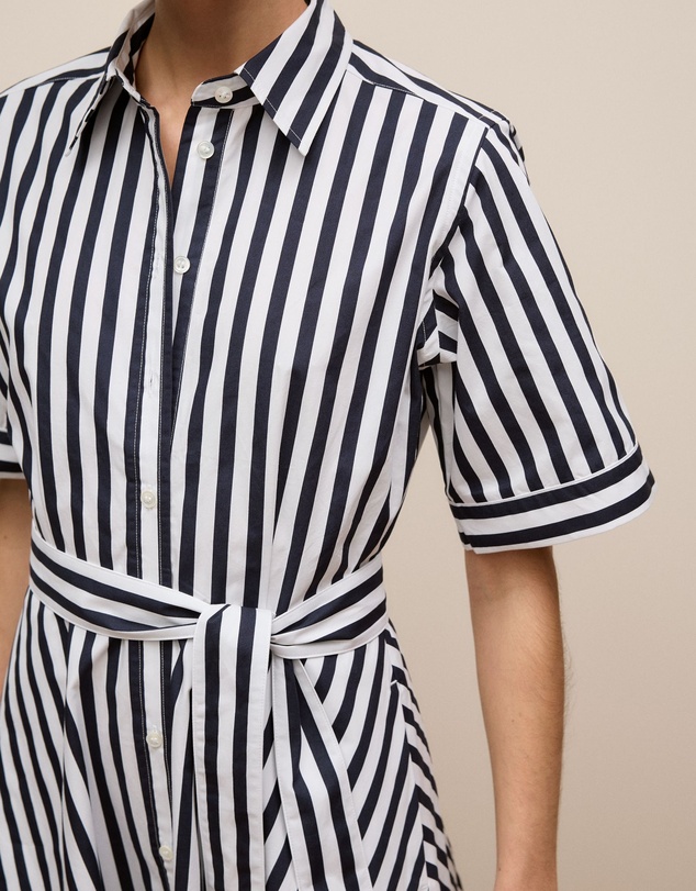 Trenery - Cotton Poplin Stripe Shirt Dress in Night Sky