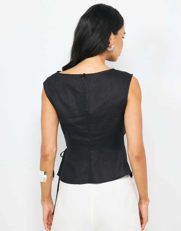 AERE - Wrap Front Boat Neck Top